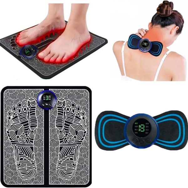 ماساژور ورزشی  ZOOMO 2 IN 1 SET (Foot Massager + BODY Massager) Circulation Foot Massager Mini EMS Muscle Stimulator, Neck Massager, Current Pulse Massager Effective for Back Waist Pain (FOOT + BODY MASSAGER)