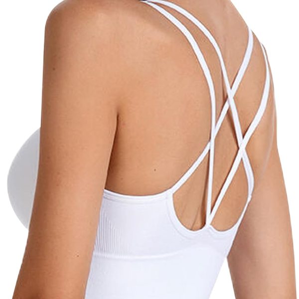 نیم تنه ورزشی Dress Cici Women'S Strappy Sports Bra, Longline, Thin Strappy Back Yoga Bra With Supportive Padding