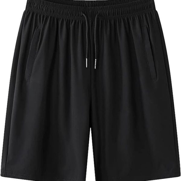 شلوارک ورزشی مردانه Men's Workout Running Shorts Sports Fitness Gym Training Quick Dry Athletic Performance Shorts with Zip Pockets