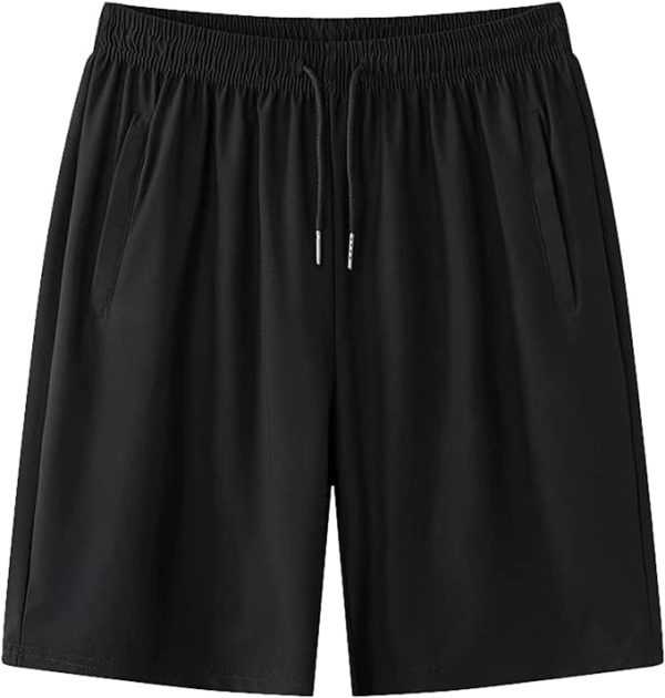 شلوارک ورزشی مردانه Men's Workout Running Shorts Sports Fitness Gym Training Quick Dry Athletic Performance Shorts with Zip Pockets
