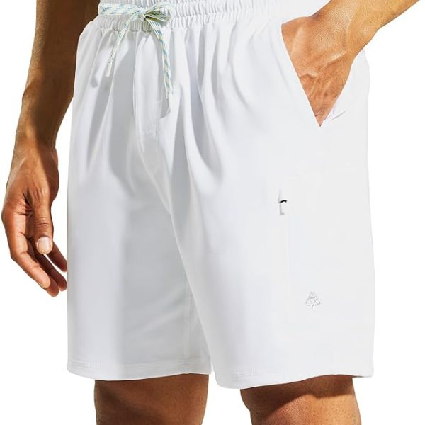 شلوارک ورزشی مردانه Haimont Men's 7" Inseam Athletic Gym Shorts with Pockets Dry Fit Running Hiking Outdoor Drawstring Shorts, Breathable
