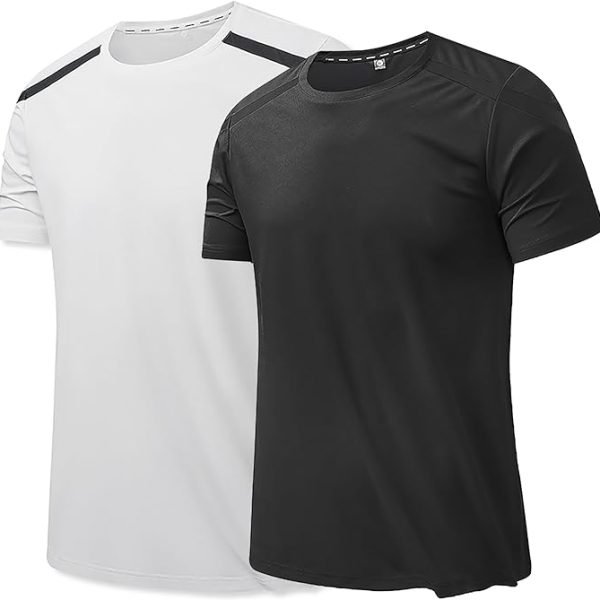تی شرت ورزشی مردانه  Zingther Men's Elevated Quick Moisture-Wicking Pique Fabric Tee Shirt for Running and Tennis, Athletic Short Sleeve Gym Sport T-Shirt, 2-Pack