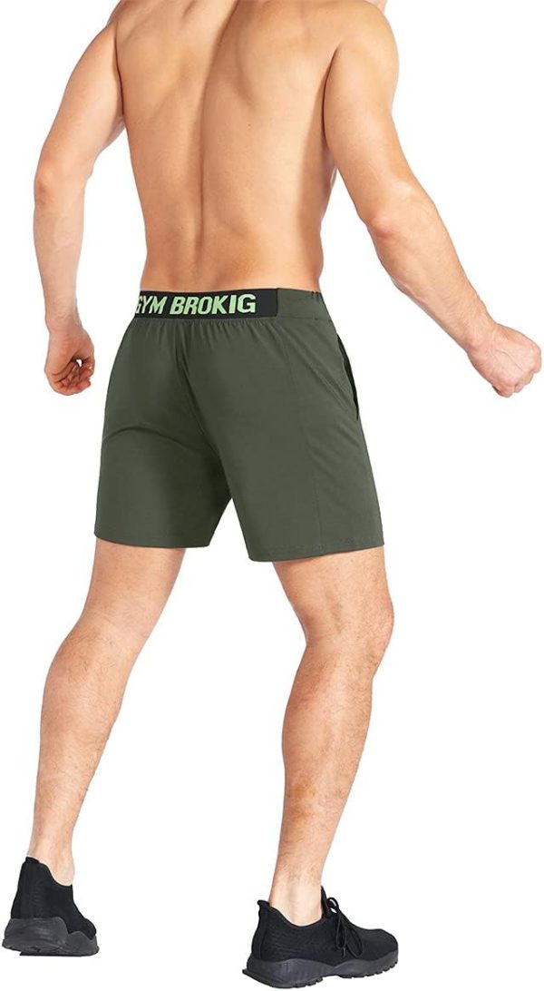 شلوارک ورزشی مردانه BROKIG Mens Gym Sport Shorts,Lightweight Running Workout Shorts Quick Dry Athletic Shorts with Zipper Pockets - تصویر 4