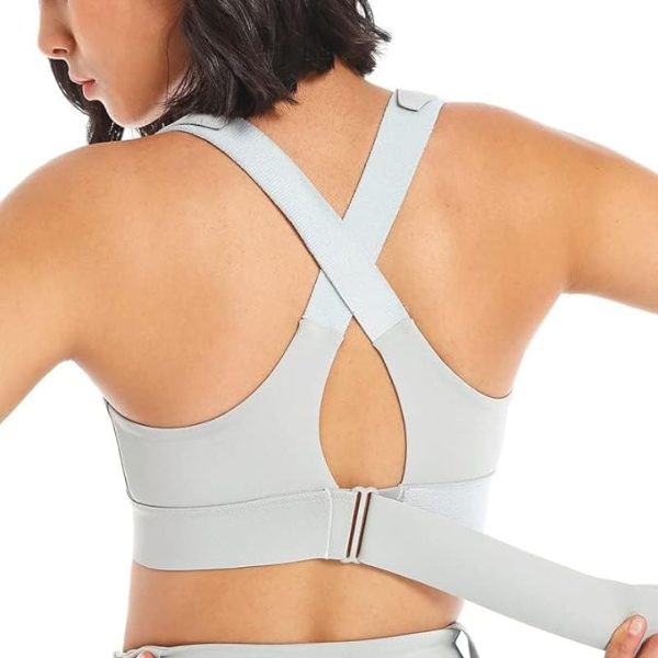 نیم تنه ورزشی GLAMROOT Women's Padded Front Zip Plus Size Full Coverage High Support Velcro Adjustable Sports Bra for Workout Gym, Size M to 3XL - تصویر 6