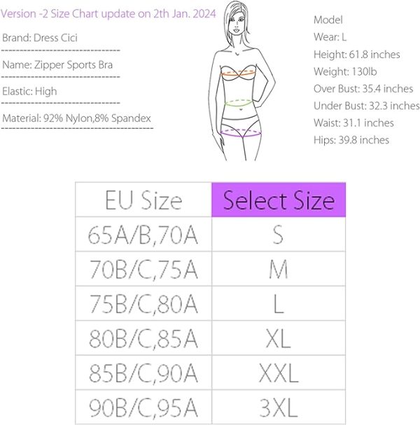 نیم تنه ورزشی Dress Cici Racerback Longline Zip Front Sports Bra - تصویر 4