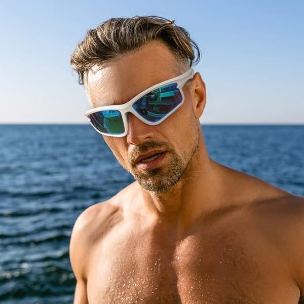 عینک آفتابی ورزشی Polarized Sports Sunglasses for Men Women Cycling Running Driving Fishing Glasses TR90 Unbreakable Frame UV Protection - تصویر 4