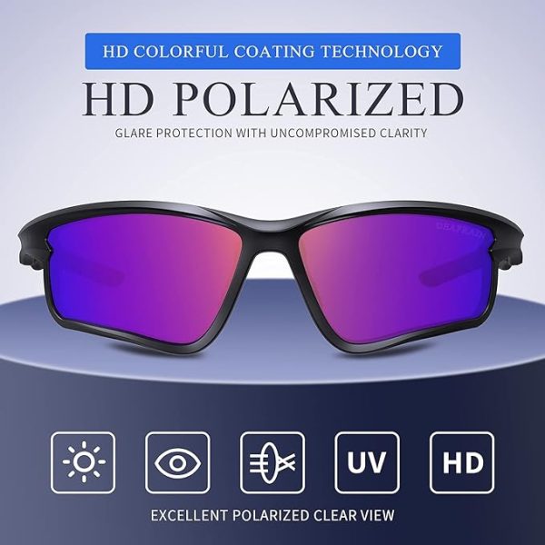 عینک آفتابی ورزشی Polarized Sports Sunglasses for Men Women Cycling Running Driving Fishing Glasses TR90 Unbreakable Frame UV Protection - تصویر 9