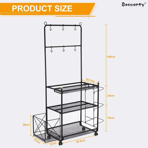 وسایل باشگاه خانگی  Beauenty Home Gym Equipment Storage Organizer, Yoga Mat Dumbbell Kettlebells Rack, Sporting Goods Storage Rack, Home Gym Workout Equipment Cart for Basketball, Volleyball, Scooter - تصویر 4