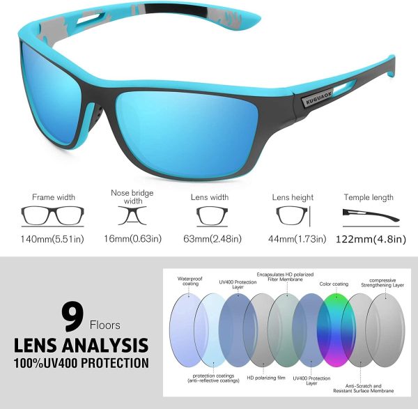 عینک آفتابی ورزشی KASTWAVE Polarized Sports Sunglasses for Men Women, Cycling Sunglasses, Safety Sport Sunglasses, UV Protection Sunglasses for Driving Fishing Cycling Outdoor Sports - تصویر 4