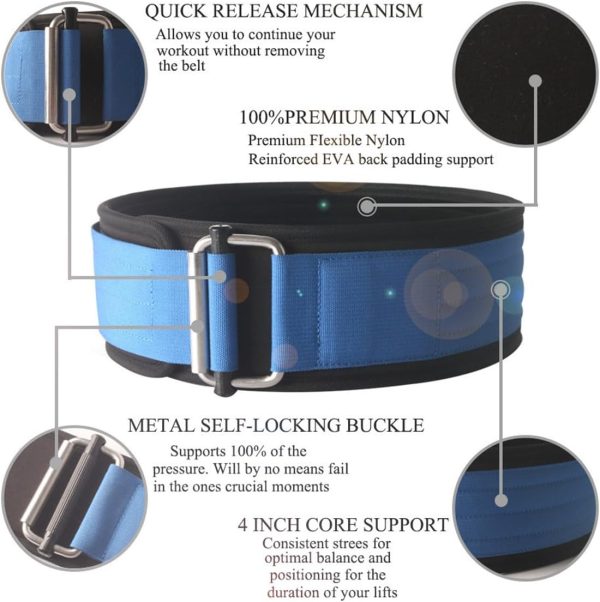 کمربند ورزشی Self-Locking Weight Lifting Belt Deadlift Training Belt, Lifting Support for Men and Women Cross Training Weight Lifting Belt for Squats, Lunges, Deadlift, Thrusters, Powerlifting (M Size) - تصویر 5