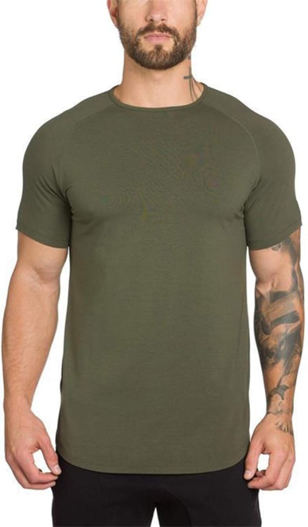 تی شرت ورزشی مردانه  Mens Gym Workout Slim Fit Short Sleeve T-Shirt Cotton Performance Athletic Shirts Running Fitness Tee - تصویر 5