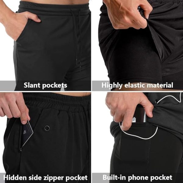 شلوارک ورزشی مردانه HommyFine Men's Running Short Athletic Workout Sports Shorts Mens 2 in 1 Shorts Multicolor Breathable Gym Short for Men with Phone Pocket - تصویر 5