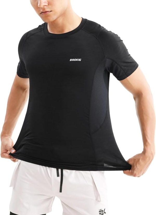 تی شرت ورزشی مردانه  BROKIG Mens Ultra-Cool Gym T-shirt,Dry Fit Sports Training Short Sleeve Shirts Lightweight Breathable Running Tee - تصویر 8