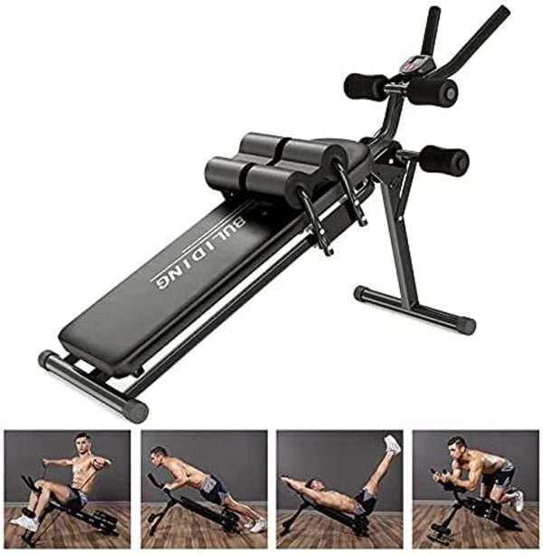 وسایل باشگاه خانگی ULTIMAX Sit Up Bench, Incline Decline Bench with Resistance Bands Workout Full Body for Home Gym, Abdominal Exercise Equipment, Suitable Men and Women, Black - تصویر 7
