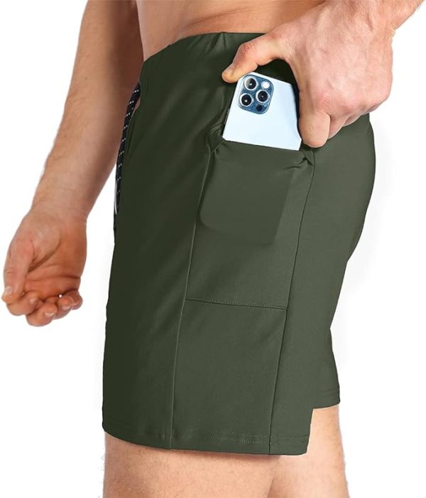 شلوارک ورزشی مردانه BROKIG Mens Gym Sport Shorts,Lightweight Running Workout Shorts Quick Dry Athletic Shorts with Zipper Pockets - تصویر 5