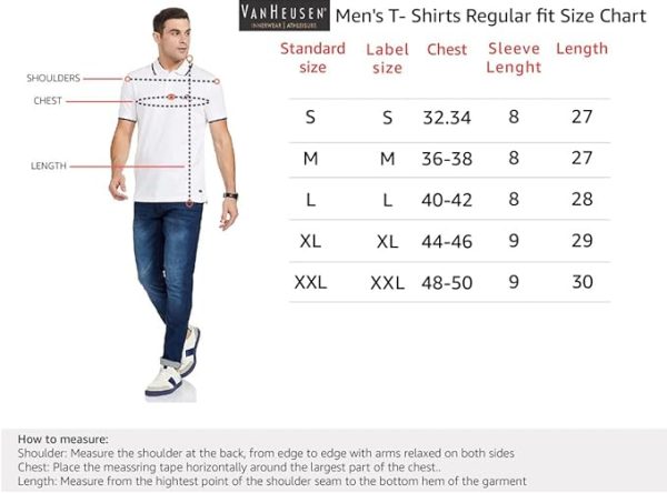 تی شرت Van Heusen Men Athleisure Colour Fresh Polo T-Shirt - 100% Combed Cotton - Moisture Wicking, Ultra Soft_60032_Lapis Blue_M - تصویر 2