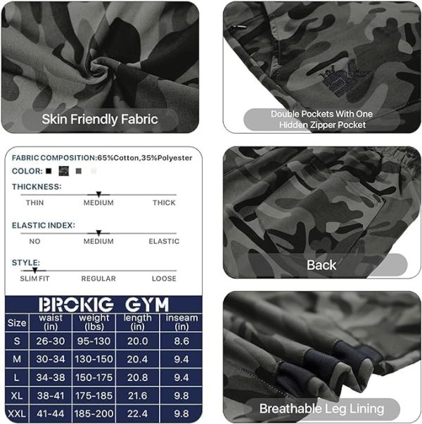 شلوارک ورزشی مردانه BROKIG Mens Thigh Mesh Gym Workout Shorts,Stripe Sports Running Shorts Slim Fit Training Fitness Shorts with Zip Pocket - تصویر 6