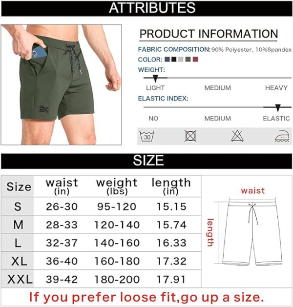 شلوارک ورزشی مردانه BROKIG Mens Gym Sport Shorts,Lightweight Running Workout Shorts Quick Dry Athletic Shorts with Zipper Pockets - تصویر 6