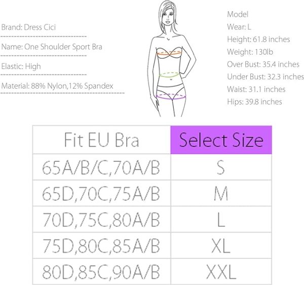 نیم تنه ورزشی Dress Cici One Shoulder Sports Bras, Low Impact Sports Bra - تصویر 5