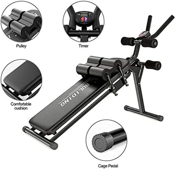 وسایل باشگاه خانگی ULTIMAX Sit Up Bench, Incline Decline Bench with Resistance Bands Workout Full Body for Home Gym, Abdominal Exercise Equipment, Suitable Men and Women, Black - تصویر 9