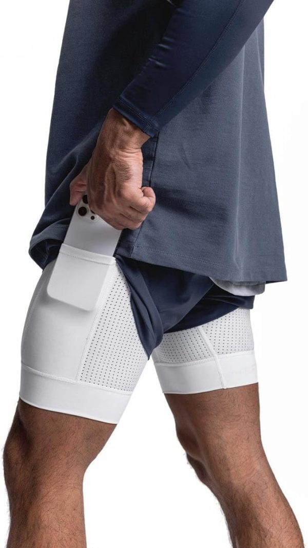 شلوارک ورزشی مردانه Men's Running Short Athletic Workout Sports Shorts Mens 2 in 1 Shorts Multicolor Breathable Gym Short for Men with Phone Pocket - تصویر 8