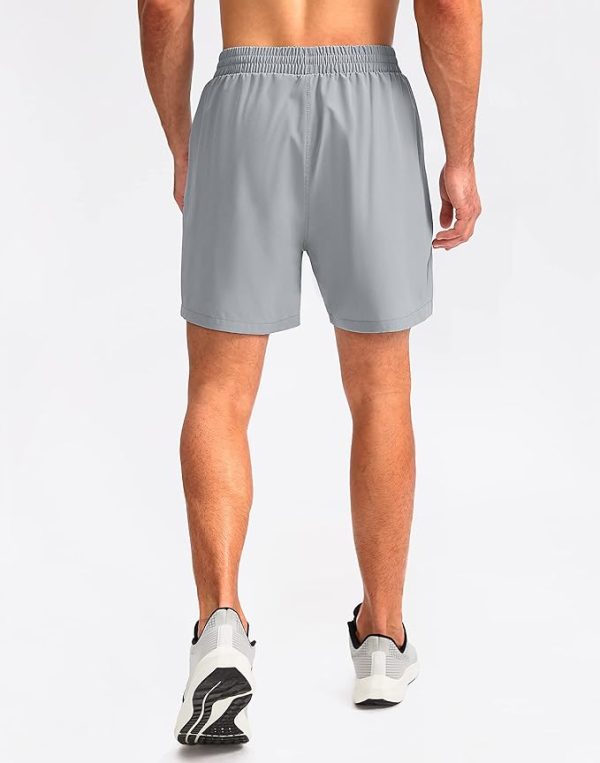 شلوارک ورزشی مردانه Pudolla Men's Running Shorts 5" Lightweight Gym Shorts for Men Workout Athletic Casual with Zipper Pockets - تصویر 9