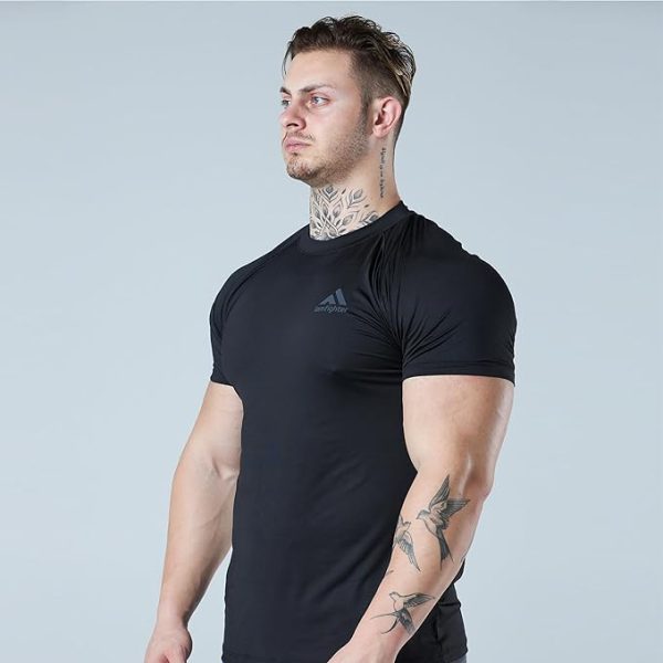 تی شرت ورزشی مردانه IAMFIGHTER Quick-Dry Black Compression Shirt - Premium Gym & Running Apparel For Men, Athletic Wear For Trainings - تصویر 8