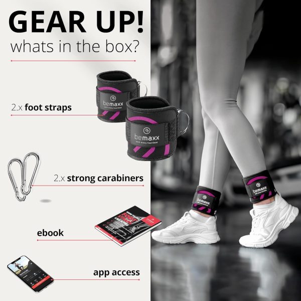 کمربند ورزشی Ankle Straps Set for Cable Pulley Machine + Training Guide - 1 Pair One-Size Padded Foot Cuffs with Fastener for Workout | Leg Butt Glute Gym Fitness Sport Equipment, Women Men Footstrap Bodybuilding - تصویر 8