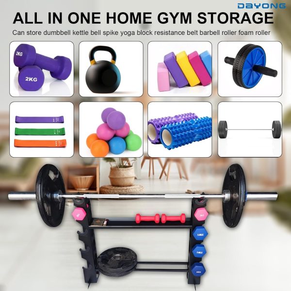 وسایل باشگاه خانگی  DAYONG Dumbbell Rack, 2-Tier Heavy Duty Dumbbell Weight Holder, Compact Free Weight Stand for Dumbbells, Kettlebells, Barbells, Yoga Blocks, Gym Equipment for Home. - تصویر 9