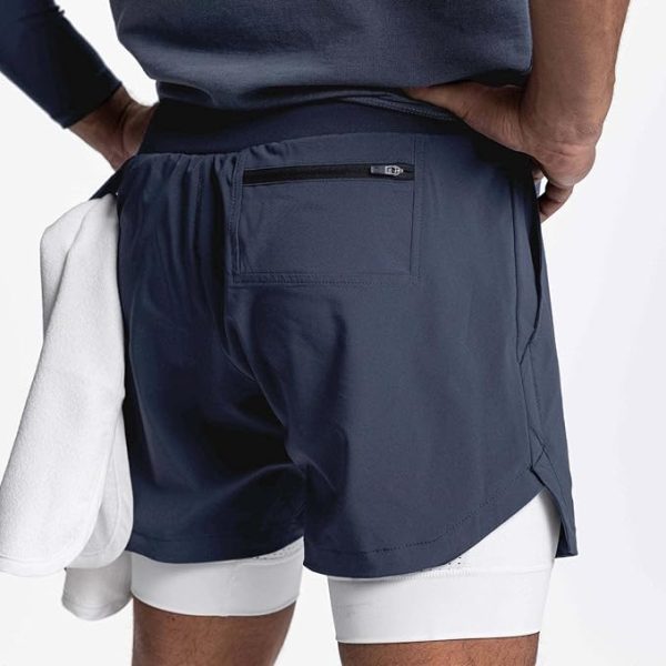 شلوارک ورزشی مردانه Men's Running Short Athletic Workout Sports Shorts Mens 2 in 1 Shorts Multicolor Breathable Gym Short for Men with Phone Pocket - تصویر 10