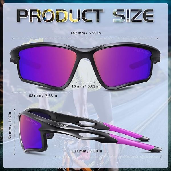 عینک آفتابی ورزشی Polarized Sports Sunglasses for Men Women Cycling Running Driving Fishing Glasses TR90 Unbreakable Frame UV Protection - تصویر 5