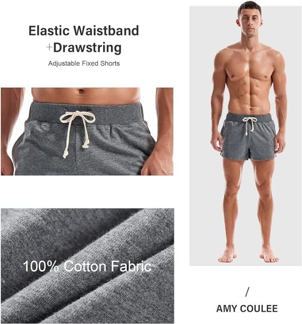 شلوارک ورزشی مردانه AMY COULEE Mens Running Shorts 3 inch Training Workout Gym Shorts Cotton Casual Sweat Shorts with Pockets - تصویر 4