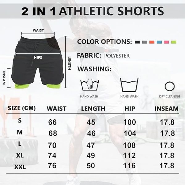 شلوارک ورزشی مردانه HommyFine Men's Running Short Athletic Workout Sports Shorts Mens 2 in 1 Shorts Multicolor Breathable Gym Short for Men with Phone Pocket - تصویر 7