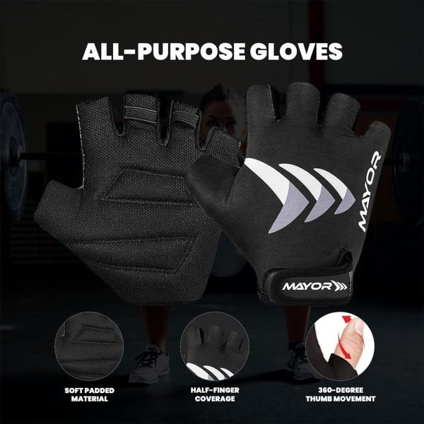 دست کش ورزشی Mayor Freedom Gym, Crossfit, Exercise & Sports Gloves- Ideal for Men & Women_Medium Size (Grey/Black) - تصویر 5