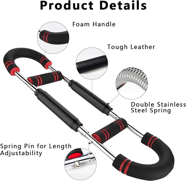 وسایل باشگاه خانگی Twister Arm Exerciser Wrist Strengthener, Adjustable Tension Forearm Exerciser Chest Expander Upper Body Hand Workout Strength Trainer Portable Spring Resistance Home Gym Equipment for Muscle Improve - تصویر 9