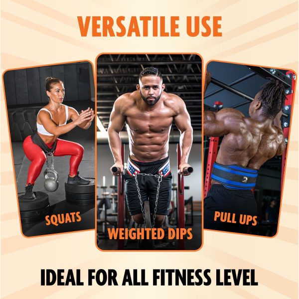 کمربند ورزشی DMoose Dipping Belt with Chain For Pull Ups, Training, Weightlifting, Powerlifting and Bodybuilding Workouts, 36 Inches Heavy Duty Steel Lifting Chain, Comfortable Dip Belt With Neoprene Back Support - تصویر 5