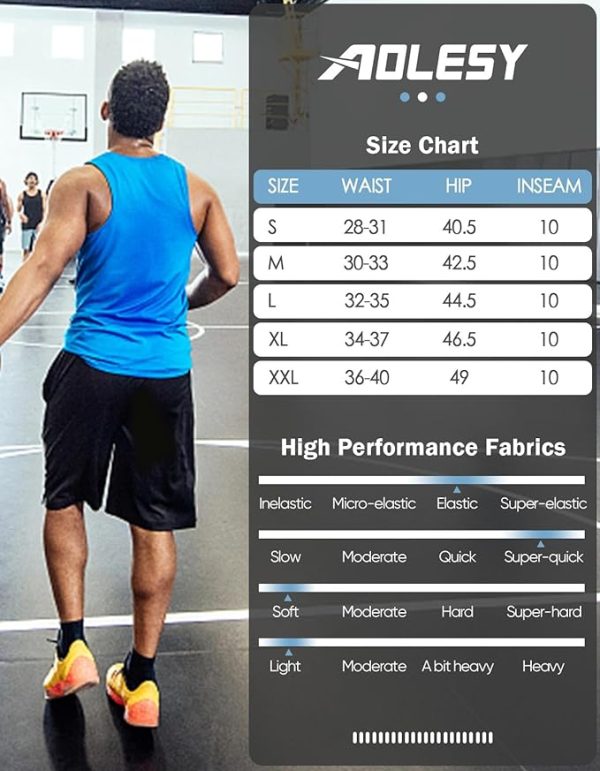 شلوارک ورزشی مردانه Aolesy Men's Basketball Shorts with Zipper Pockets 10" Athletic Shorts for Men Lightweight Mesh Gym Workout Running Shorts - تصویر 5