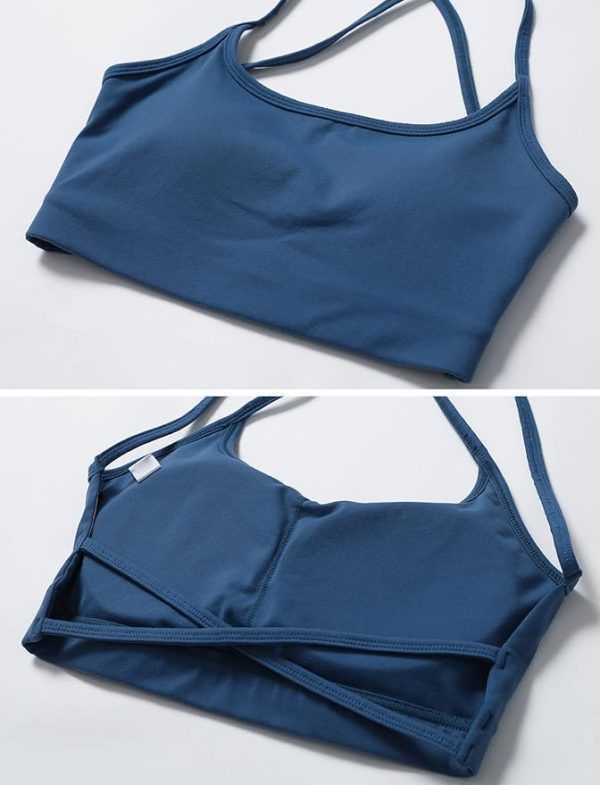نیم تنه ورزشی SEAUR Women's Workout Bras Backless Strappy Criss Cross Sports Bra Comfort Padded Yoga Bra Wireless Gym Fitness Crop Tank Top - تصویر 6