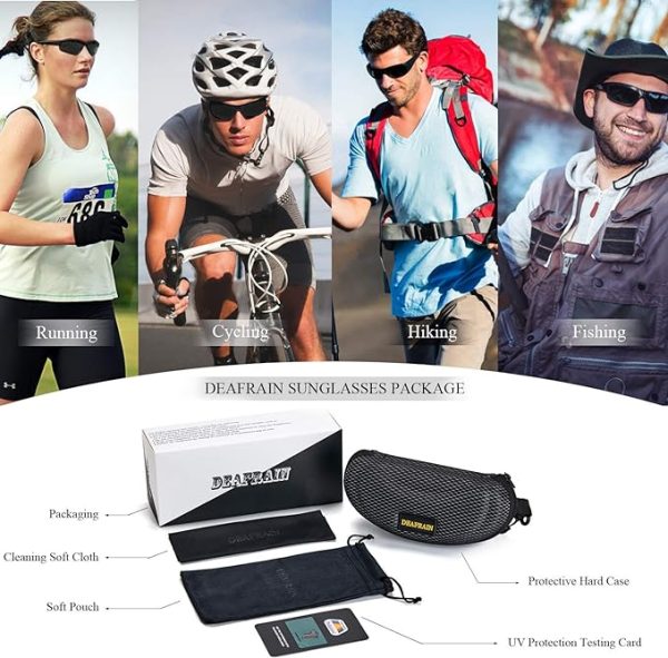 عینک آفتابی ورزشی Polarized Sports Sunglasses for Men Women Cycling Running Driving Fishing Glasses TR90 Unbreakable Frame UV Protection - تصویر 7