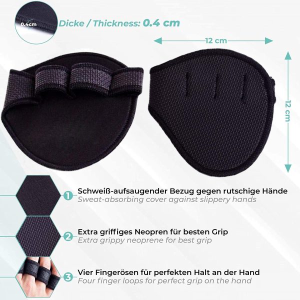 دست کش ورزشی Funito Neoprene Grip Pads Lifting Grips, The Alternative to Gym Workout Gloves, Lifting Pads for Weightlifting, Calisthenics & Powerlifting, No more sweaty Gym Gloves - تصویر 9