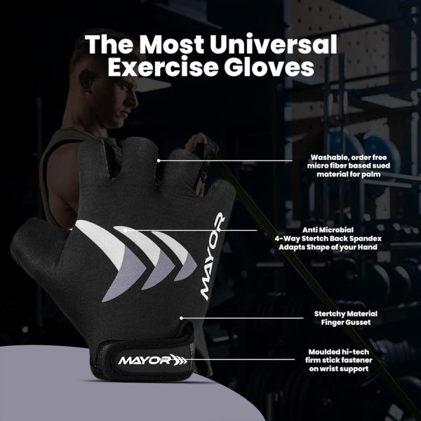 دست کش ورزشی Mayor Freedom Gym, Crossfit, Exercise & Sports Gloves- Ideal for Men & Women_Medium Size (Grey/Black) - تصویر 7
