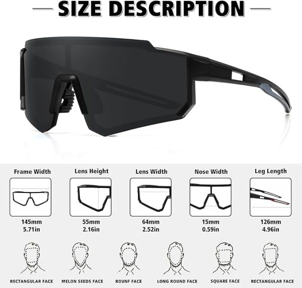 عینک آفتابی ورزشی STORYCOAST Polarized Sports Sunglasses for Men Women TR90 Unbreakable Frame Cycling Fishing Driving - تصویر 4
