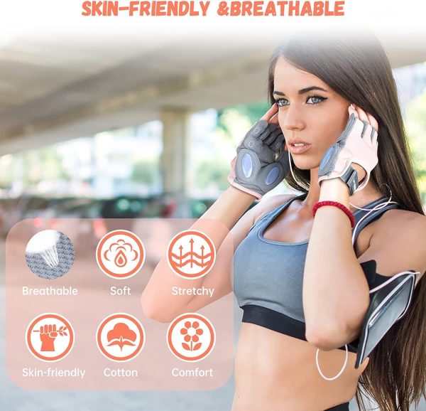 دست کش ورزشی SYOSI Gym Weight Lifting Workout Gloves for Women Padded Extra Grip Palm Protection Breathable for Exercise Weightlifting, Training, Fitness, Cycling, Hanging, Pull ups (M) - تصویر 4
