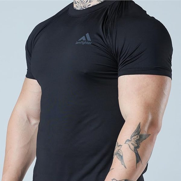 تی شرت ورزشی مردانه IAMFIGHTER Quick-Dry Black Compression Shirt - Premium Gym & Running Apparel For Men, Athletic Wear For Trainings - تصویر 6