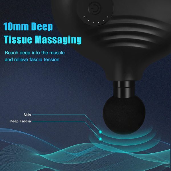 ماساژور ورزشی Muscle Tissue Gun, PHWIOS Deep Tissue Massager,Bbrushless Motor, 4 Massage Heads +Massage Belt (For Whole Body Massage),6-Speed Intensity Adjustable Setting, Repair Muscle Massage, Easy to Carry - تصویر 7