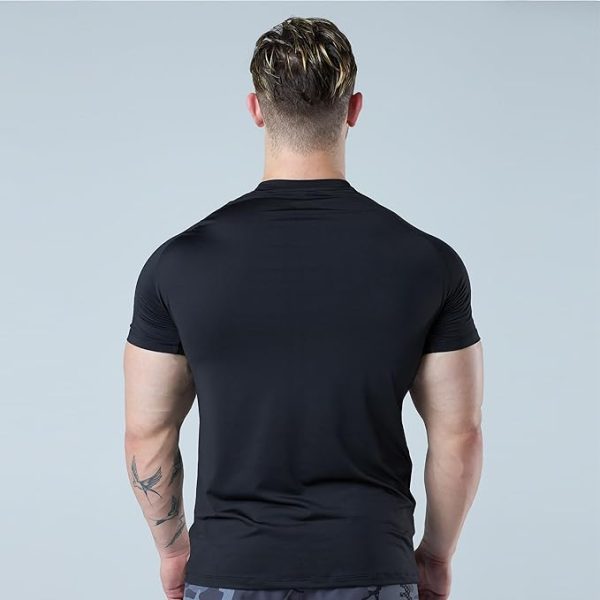 تی شرت ورزشی مردانه IAMFIGHTER Quick-Dry Black Compression Shirt - Premium Gym & Running Apparel For Men, Athletic Wear For Trainings - تصویر 4