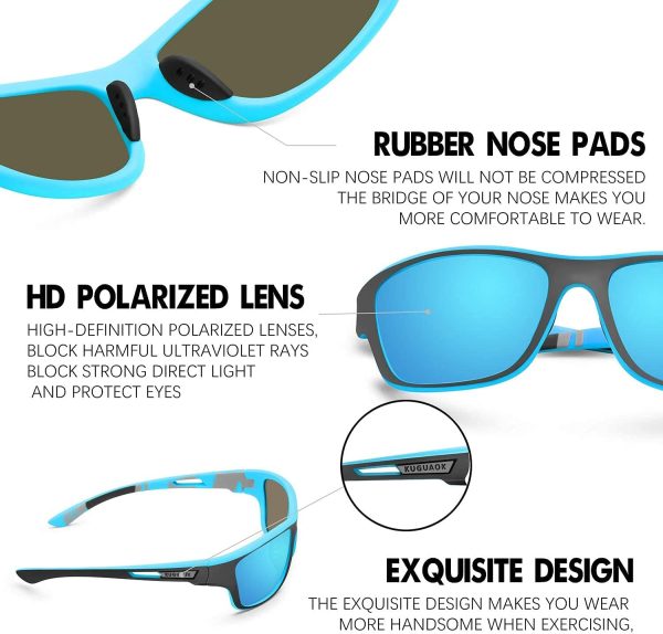 عینک آفتابی ورزشی KASTWAVE Polarized Sports Sunglasses for Men Women, Cycling Sunglasses, Safety Sport Sunglasses, UV Protection Sunglasses for Driving Fishing Cycling Outdoor Sports - تصویر 7