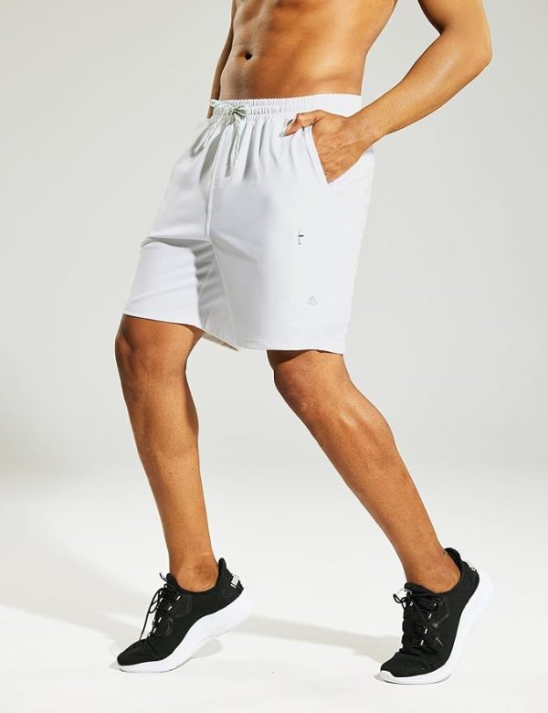 شلوارک ورزشی مردانه Haimont Men's 7" Inseam Athletic Gym Shorts with Pockets Dry Fit Running Hiking Outdoor Drawstring Shorts, Breathable - تصویر 7