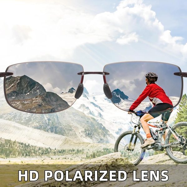 عینک آفتابی ورزشی JIM HALO Sport Sunglasses for Men Women TR90 Rimless Frame for Running Fishing Cycling Driving, Polarized Grey, One size - تصویر 6