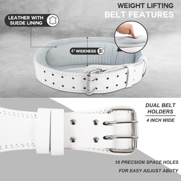 کمربند ورزشی Weight Lifting Belt for Bodybuilding, Powerlifting, Cross Training Dip Lifting Belt - 4 Inch Wide Weightlifting with Metal Buckle - Adjustable Olympic Lifting Deadlift Training Belt - تصویر 8